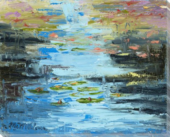Reflections in Blue Pond Scene Wrapped Canvas Giclee Print