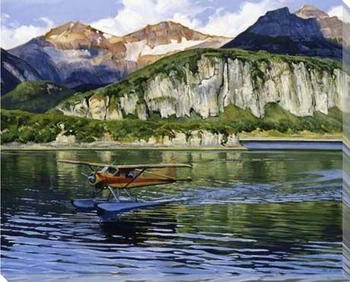 Being There Plane on a Lake Scene Wrapped Canvas Giclee Print