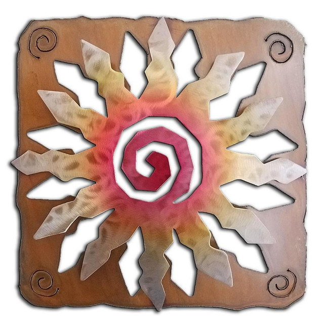 12 Point Sunburst Sunset Swirl Metal Wall Art Southwest Wall Decor