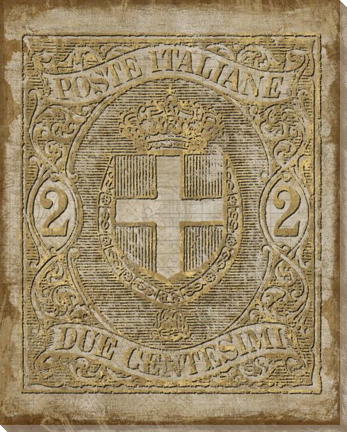 Poste Italiane Tre Stamp Wrapped Canvas Giclee Print Wall Art - Wall