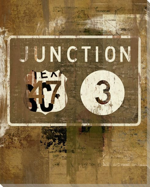 Road Sign Junction Wrapped Canvas Giclee Print Wall Art