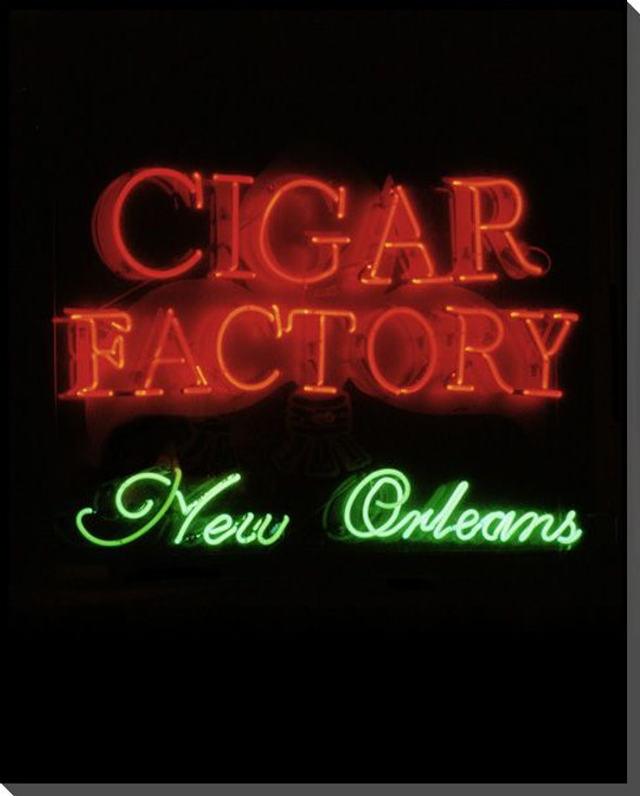 Cigar Factory Neon Sign Wrapped Canvas Giclee Print Wall Art
