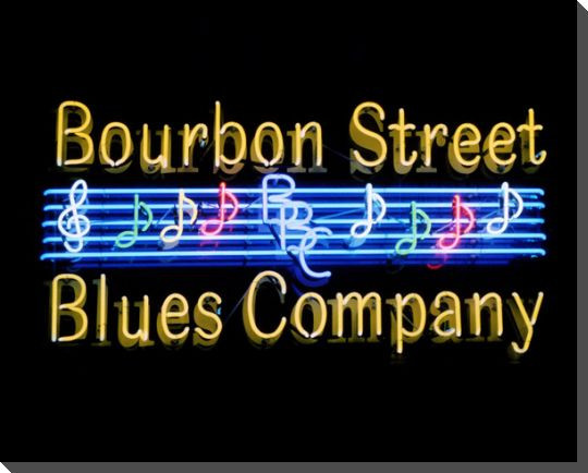 Bourbon Street Blues Co. Neon Sign Wrapped Canvas Giclee Print