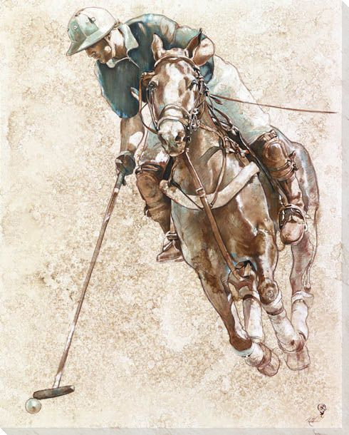 Polo Player Wrapped Canvas Giclee Print Wall Art