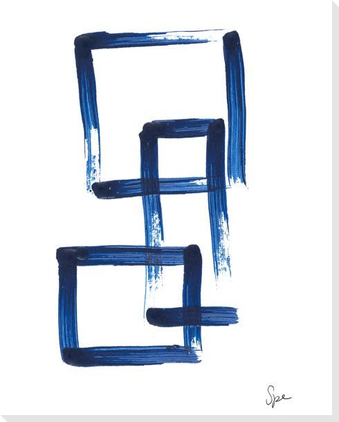 Indigo Squares I Wrapped Canvas Giclee Art Print Wall Art