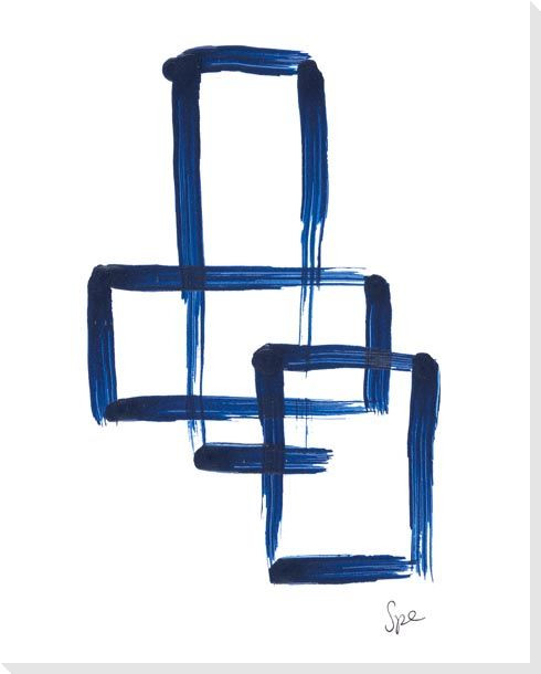 Indigo Squares III Wrapped Canvas Giclee Art Print Wall Art