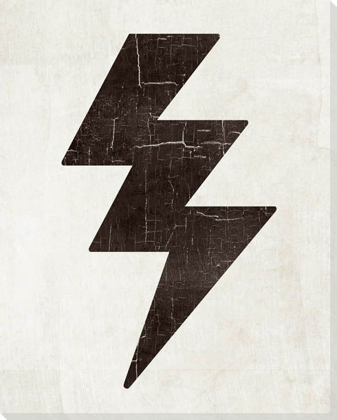 Bold Shapes Lightning Symbol Wrapped Canvas Giclee Print Wall Art