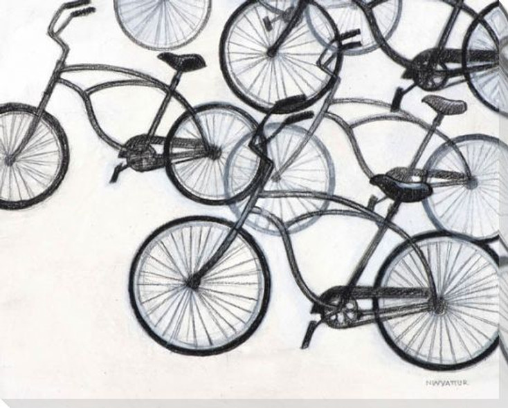 5 Bikes Wrapped Canvas Giclee Print Wall Art