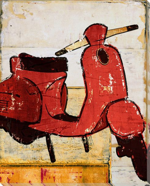 Around Town Scooter Wrapped Canvas Giclee Print Wall Art