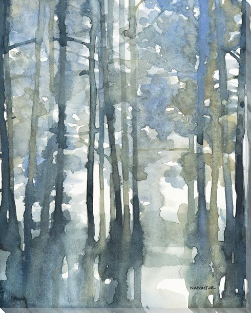 Heavy Mist II Trees Wrapped Canvas Giclee Art Print Wall Art
