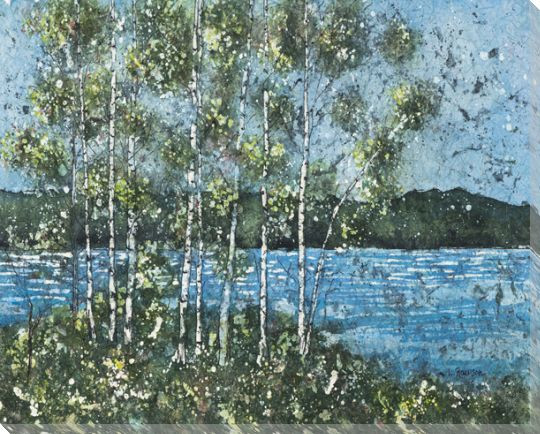 Birch Spring Batik Trees 2 Wrapped Canvas Giclee Print Wall Art