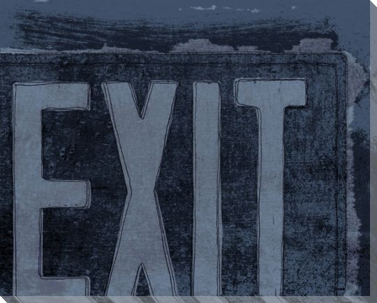 Blue At the Movies Exit Sign Wrapped Canvas Giclee Print Wall Art