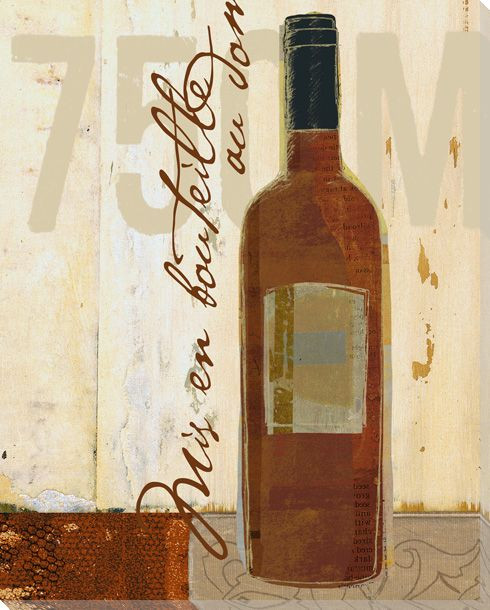 Red Wine Bottle Wrapped Canvas Giclee Print Wall Art