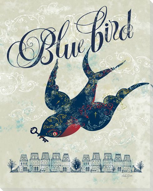 "Blue Bird" of Happiness Wrapped Canvas Giclee Print Wall Art