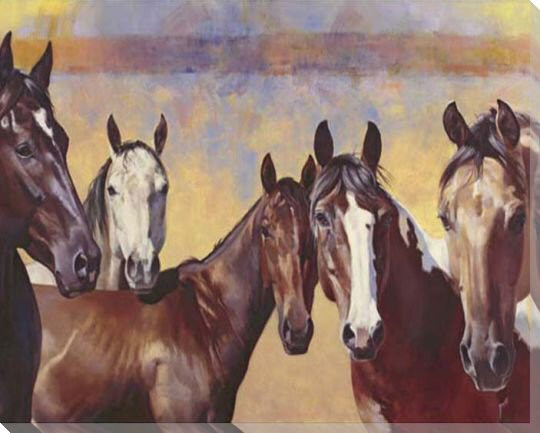 The Boys 2 Horses Wrapped Canvas Giclee Print Wall Art