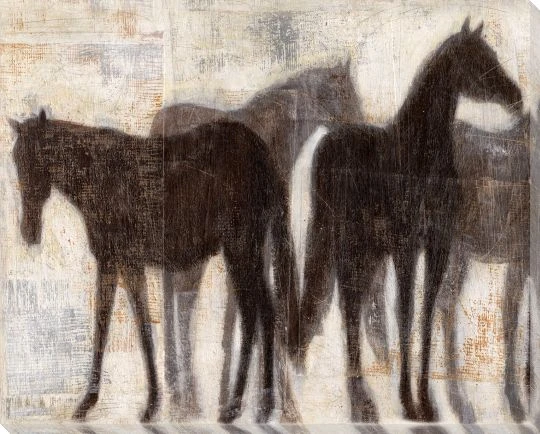 Grazing Equine Horses II Wrapped Canvas Giclee Print Wall Art