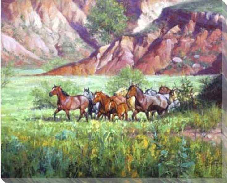 On the Canyon Floor Horses Wrapped Canvas Giclee Print Wall Art
