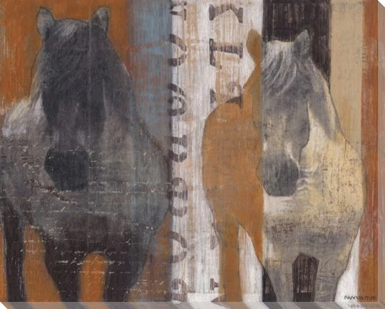 Day at the Races Two Horses Wrapped Canvas Giclee Print Wall Art