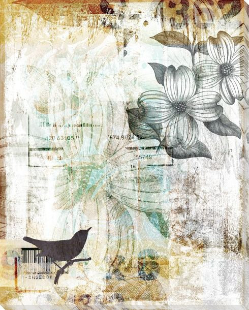 Songbird Duet Left Wrapped Canvas Giclee Print Wall Art