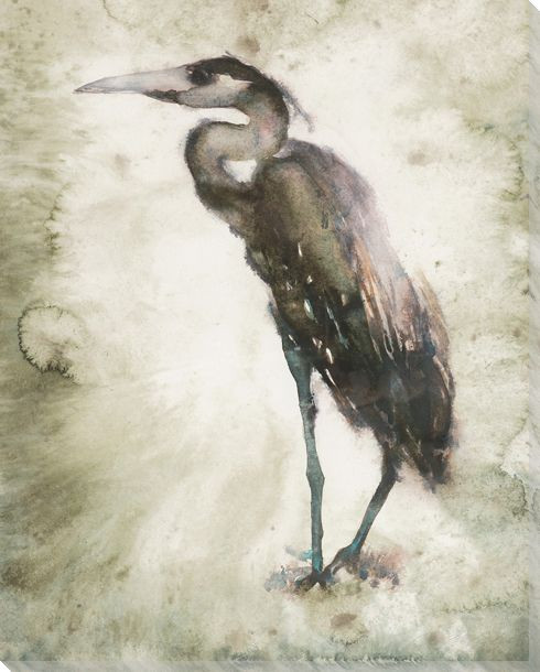 Standing Heron Bird Wrapped Canvas Giclee Print Wall Art
