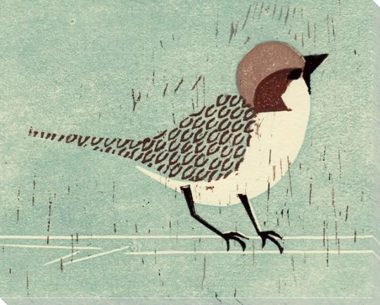 Sparrow Bird Wrapped Canvas Giclee Print Wall Art
