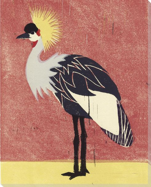 Crowned Crane Bird Wrapped Canvas Giclee Print Wall Art