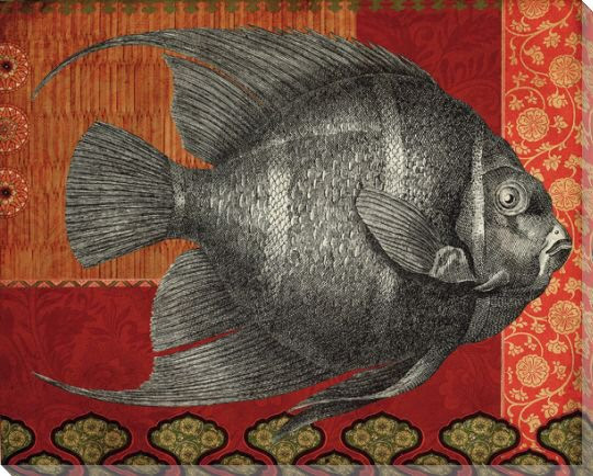Silver Tropical Fish 1 Wrapped Canvas Giclee Print Wall Art