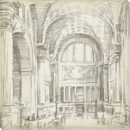 Interior Architecture Study IV Wrapped Canvas Giclee Print Wall Art