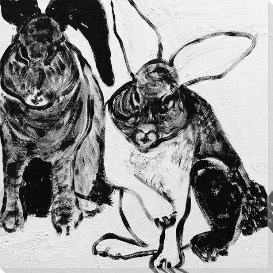 Rabbit Charcoal 1 Wrapped Canvas Giclee Print Wall Art