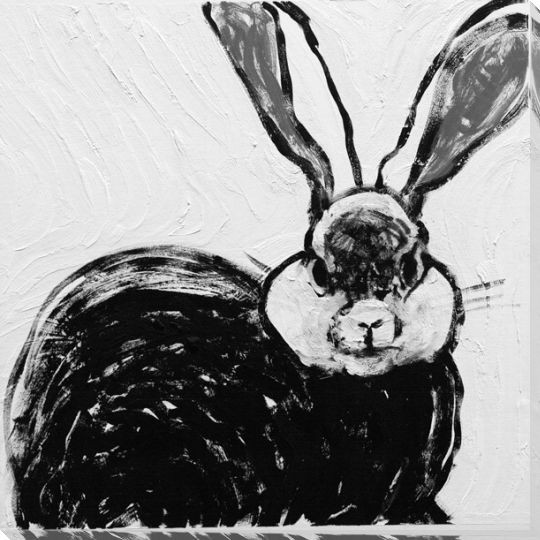Rabbit Charcoal 4 Wrapped Canvas Giclee Print Wall Art