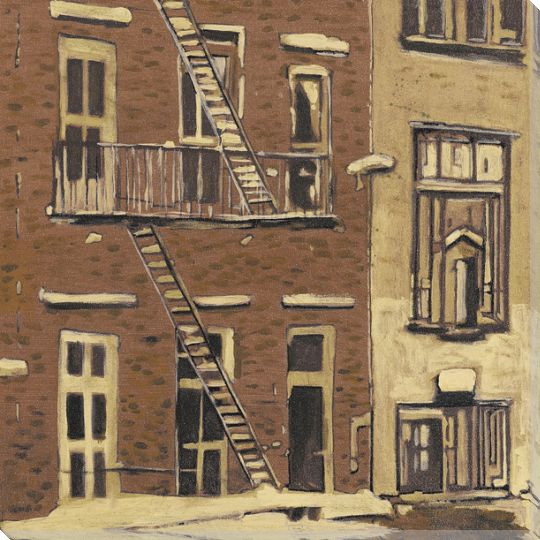 Fire Escape Cityscape Wrapped Canvas Giclee Print Wall Art