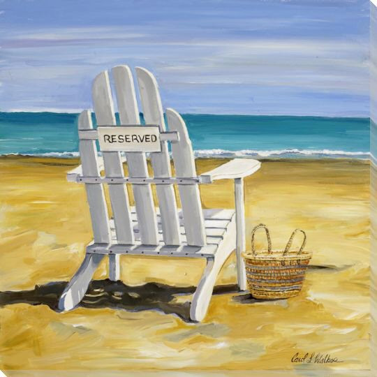 Reserved Beach Chair Wrapped Canvas Giclee Print Wall Art