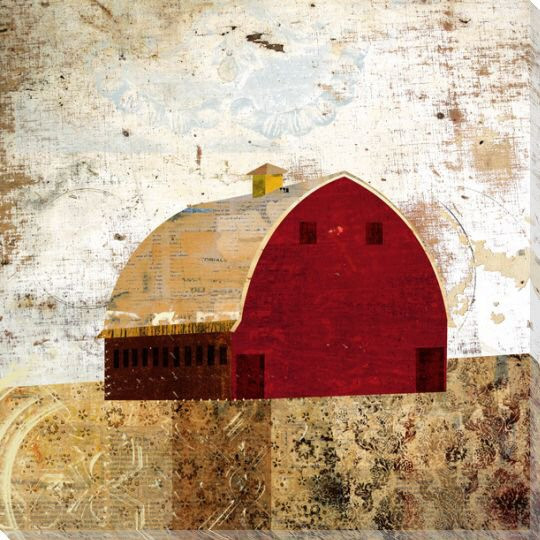 Patterned Barn 3 Wrapped Canvas Giclee Print Wall Art
