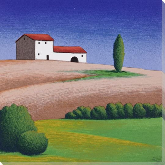 Red Roof Vista 2 Wrapped Canvas Giclee Print Wall Art