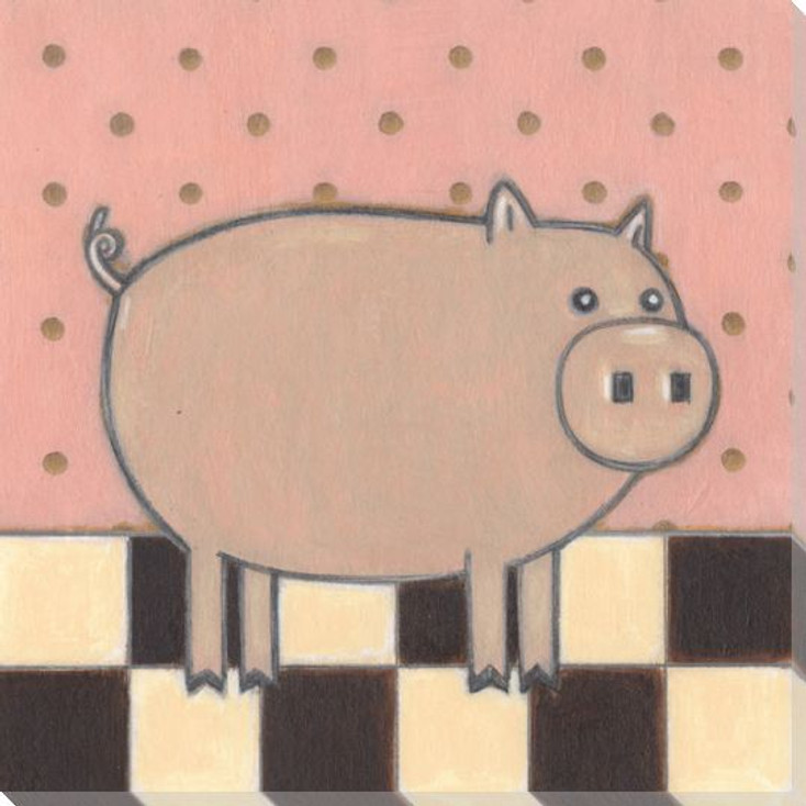 Farm Chic Pig I Wrapped Canvas Giclee Print Wall Art