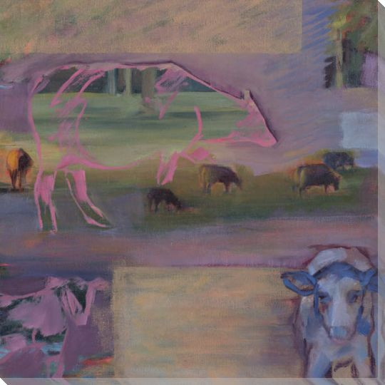 Part Two Cow Collage Diptych I Wrapped Canvas Giclee Print