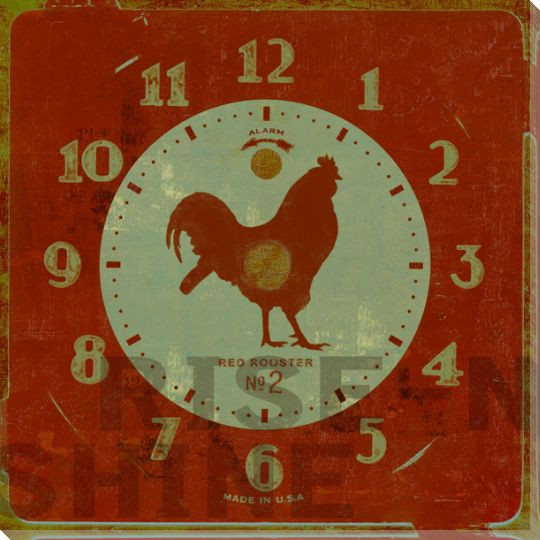 Rise & Shine Face Rooster Bird Wrapped Canvas Giclee Print