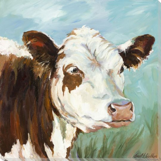 Millie Brown and White Cow Wrapped Canvas Giclee Print Wall Art