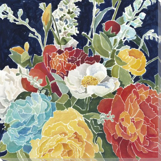 Midnight Florals I Wrapped Canvas Giclee Print Wall Art