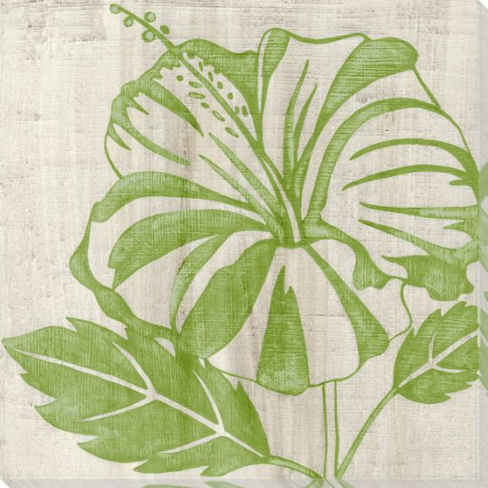 Indigo Hibiscus Flower Wrapped Canvas Giclee Print Wall Art