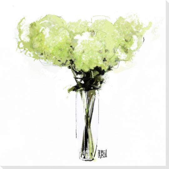 Hydrangea Flower Bouquet Wrapped Canvas Giclee Print Wall Art