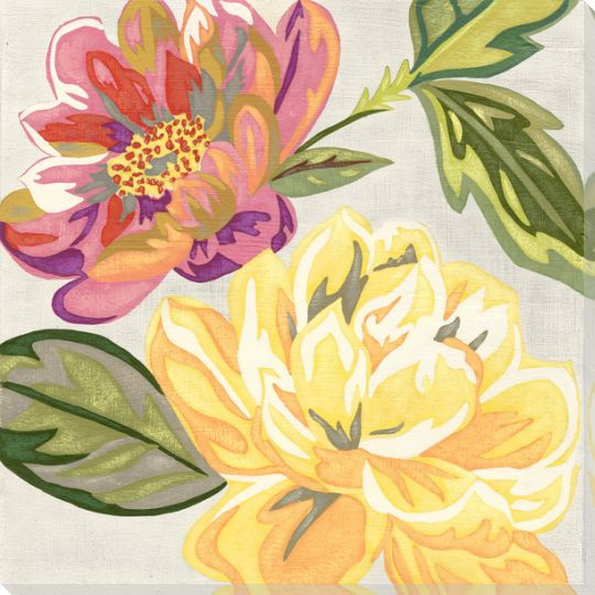 Modern Chintz Flowers II Wrapped Canvas Giclee Print Wall Art