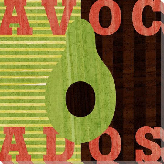 Wood Block Avocado Wrapped Canvas Giclee Print Wall Art