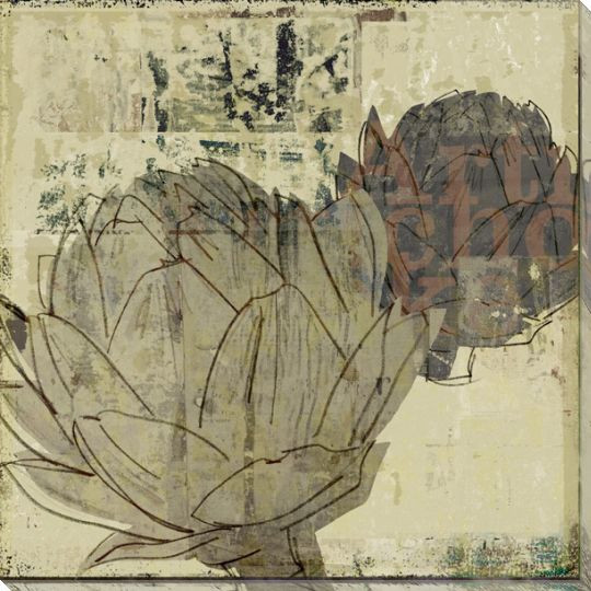 Green Thumb Artichoke Wrapped Canvas Giclee Print Wall Art