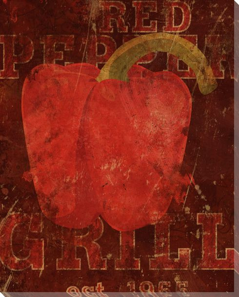 Red Grouping Bell Pepper 1 Wrapped Canvas Giclee Print Wall Art