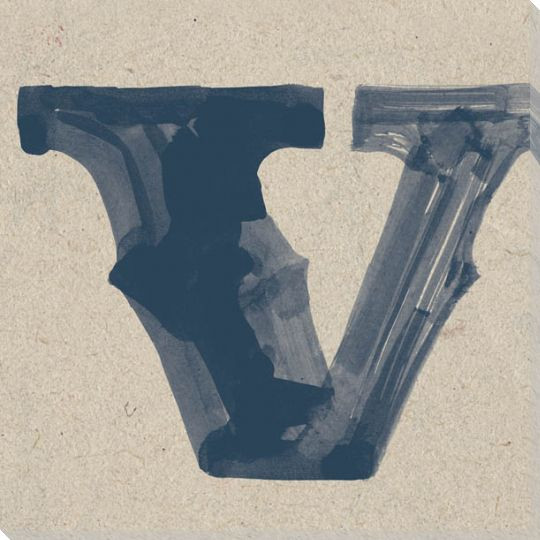 Painted Letter V Wrapped Canvas Giclee Print Wall Art