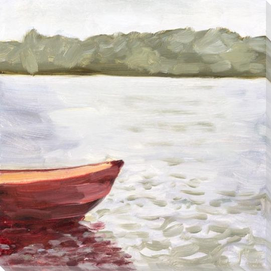 Red Boat Wrapped Canvas Giclee Art Print Wall Art