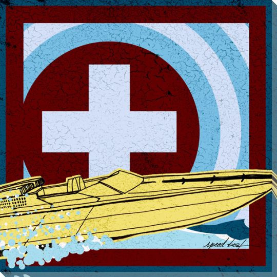 Pop Speed Boat Wrapped Canvas Giclee Print Wall Art
