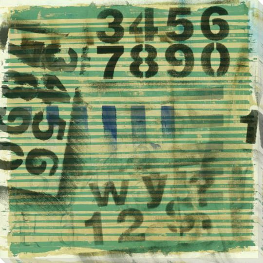 Layered Teal Numbers Wrapped Canvas Giclee Print Wall Art