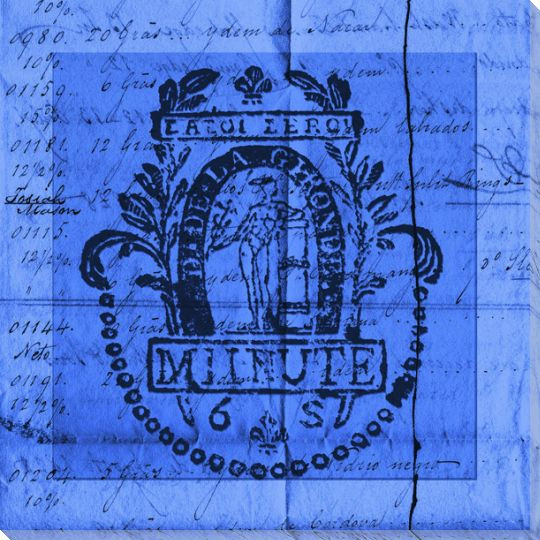 Bright Stamp Blue Wrapped Canvas Giclee Print Wall Art